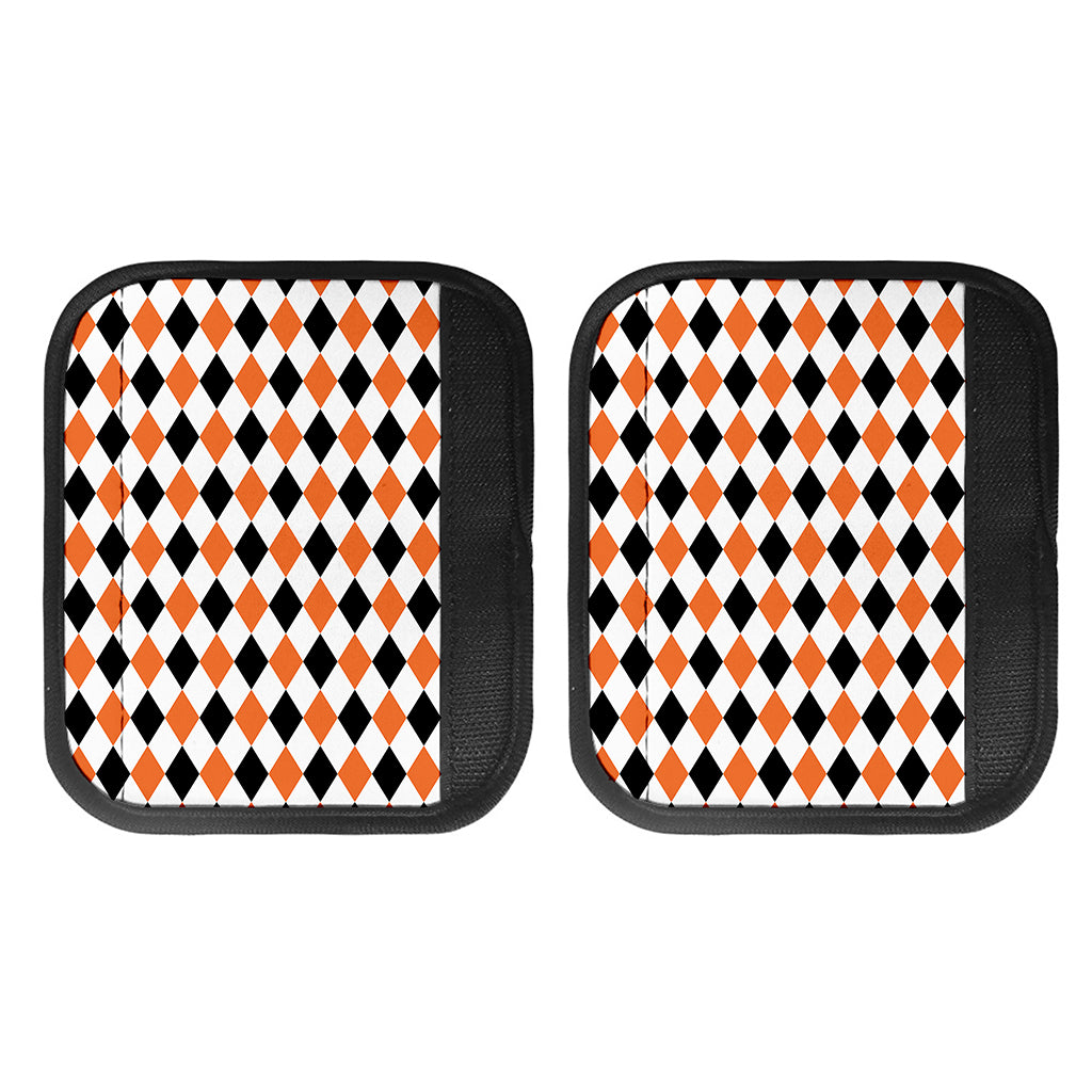 White Black And Orange Harlequin Print Handle Covers