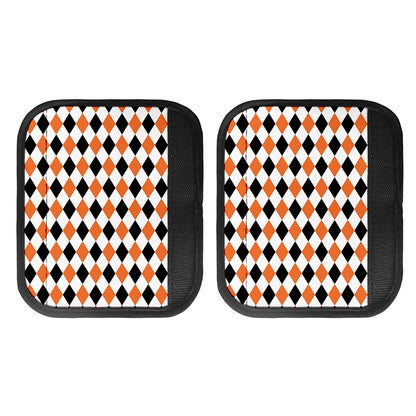 White Black And Orange Harlequin Print Handle Covers
