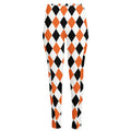 White Black And Orange Harlequin Print High-Waisted Pocket Leggings