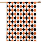 White Black And Orange Harlequin Print House Flag