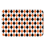 White Black And Orange Harlequin Print Indoor Door Mat