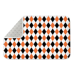 White Black And Orange Harlequin Print Indoor Door Mat