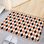 White Black And Orange Harlequin Print Indoor Door Mat
