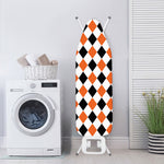 White Black And Orange Harlequin Print Ironing Board Cover