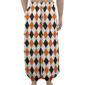 White Black And Orange Harlequin Print Lantern Pants