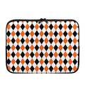 White Black And Orange Harlequin Print Laptop Sleeve