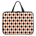 White Black And Orange Harlequin Print Laptop Sleeve With Handle