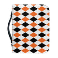White Black And Orange Harlequin Print Leather Bible Cover