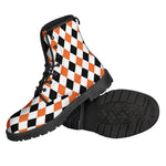 White Black And Orange Harlequin Print Backpack