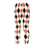 White Black And Orange Harlequin Print Men's leggings
