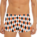 White Black And Orange Harlequin Print Men's Short Boxer Briefs