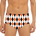 White Black And Orange Harlequin Print Men's Triangle Swim Briefs