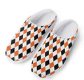 White Black And Orange Harlequin Print Mesh Casual Shoes