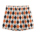 White Black And Orange Harlequin Print Mesh Shorts
