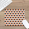 White Black And Orange Harlequin Print Mouse Pad