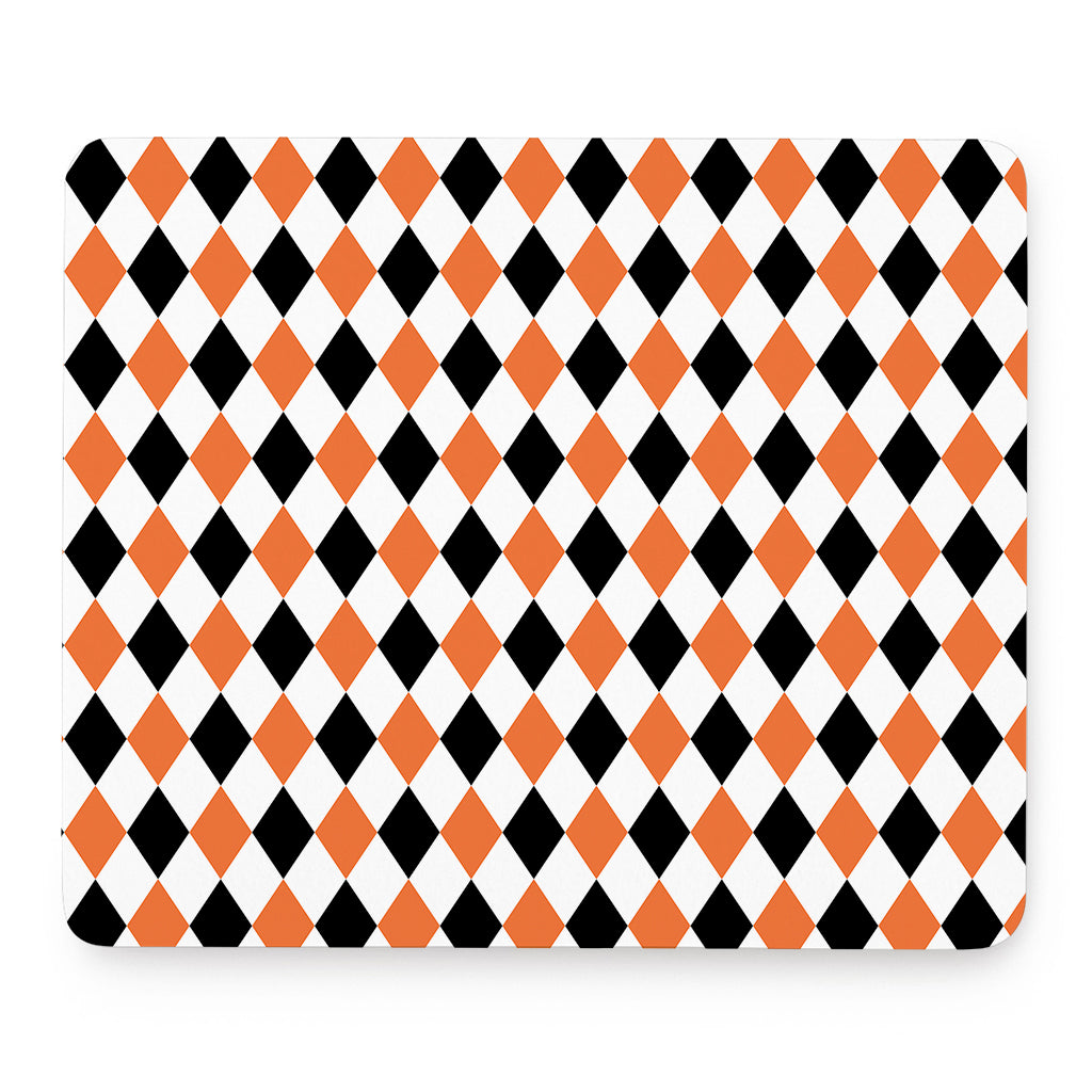 White Black And Orange Harlequin Print Mouse Pad