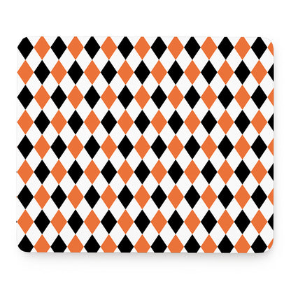 White Black And Orange Harlequin Print Mouse Pad