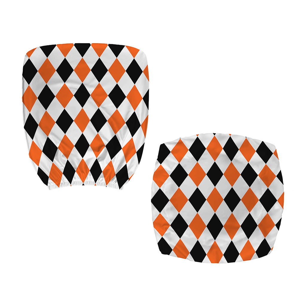 White Black And Orange Harlequin Print Office Chair Cover