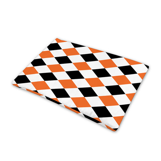 White Black And Orange Harlequin Print Pet Cooling Mat Cover