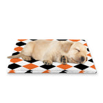 White Black And Orange Harlequin Print Pet Cooling Mat Cover