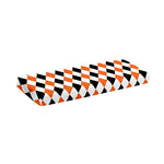 White Black And Orange Harlequin Print Piano Keyboard Cover
