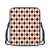 White Black And Orange Harlequin Print Rectangular Crossbody Bag