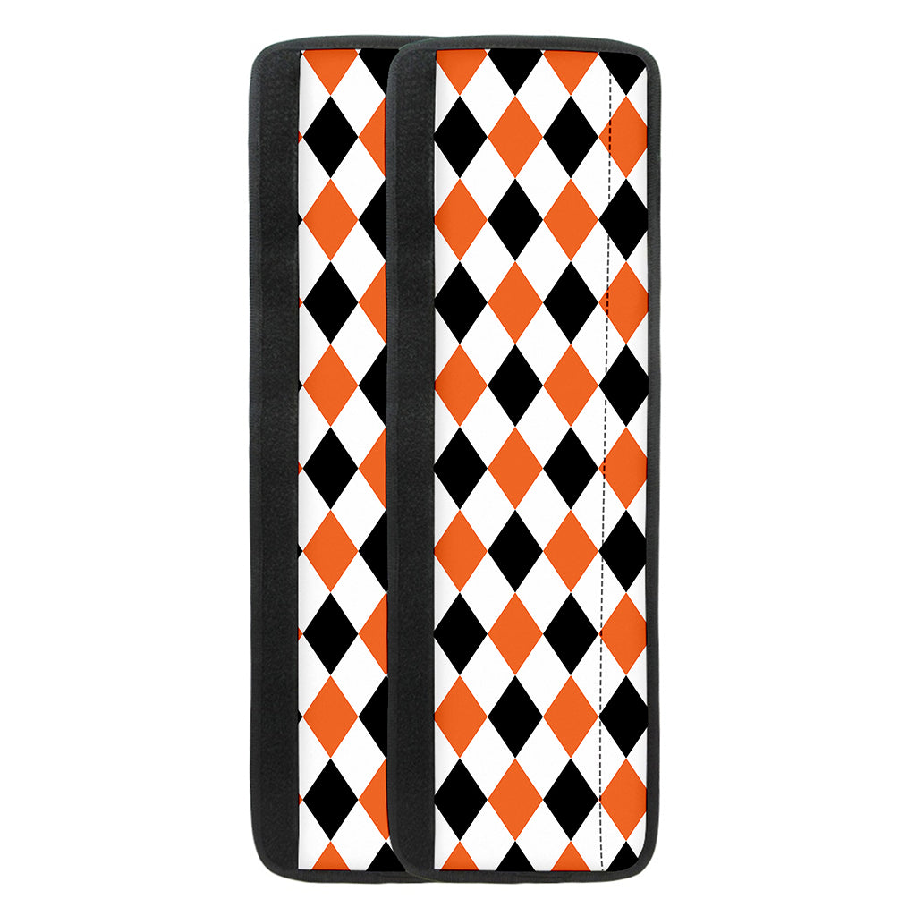 White Black And Orange Harlequin Print Refrigerator Handle Covers