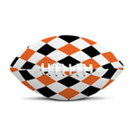 White Black And Orange Harlequin Print Rugby Ball