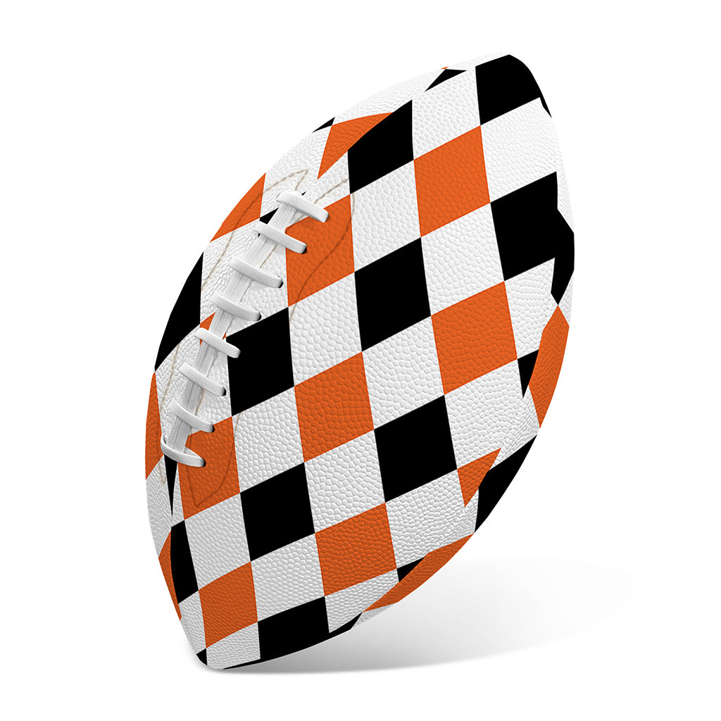 White Black And Orange Harlequin Print Rugby Ball