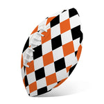 White Black And Orange Harlequin Print Rugby Ball