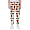 White Black And Orange Harlequin Print Joggers