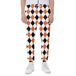 White Black And Orange Harlequin Print Scuba Joggers