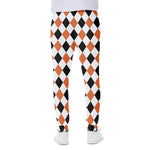 White Black And Orange Harlequin Print Scuba Joggers