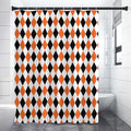 White Black And Orange Harlequin Print Shower Curtain