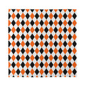 White Black And Orange Harlequin Print Silk Bandana