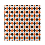 White Black And Orange Harlequin Print Silk Bandana