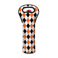 White Black And Orange Harlequin Print Single Neoprene Wine Tote