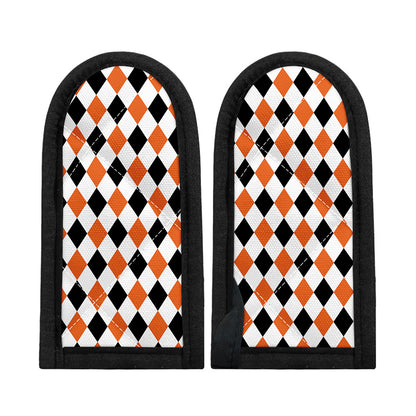 White Black And Orange Harlequin Print Skillet Handle Cover