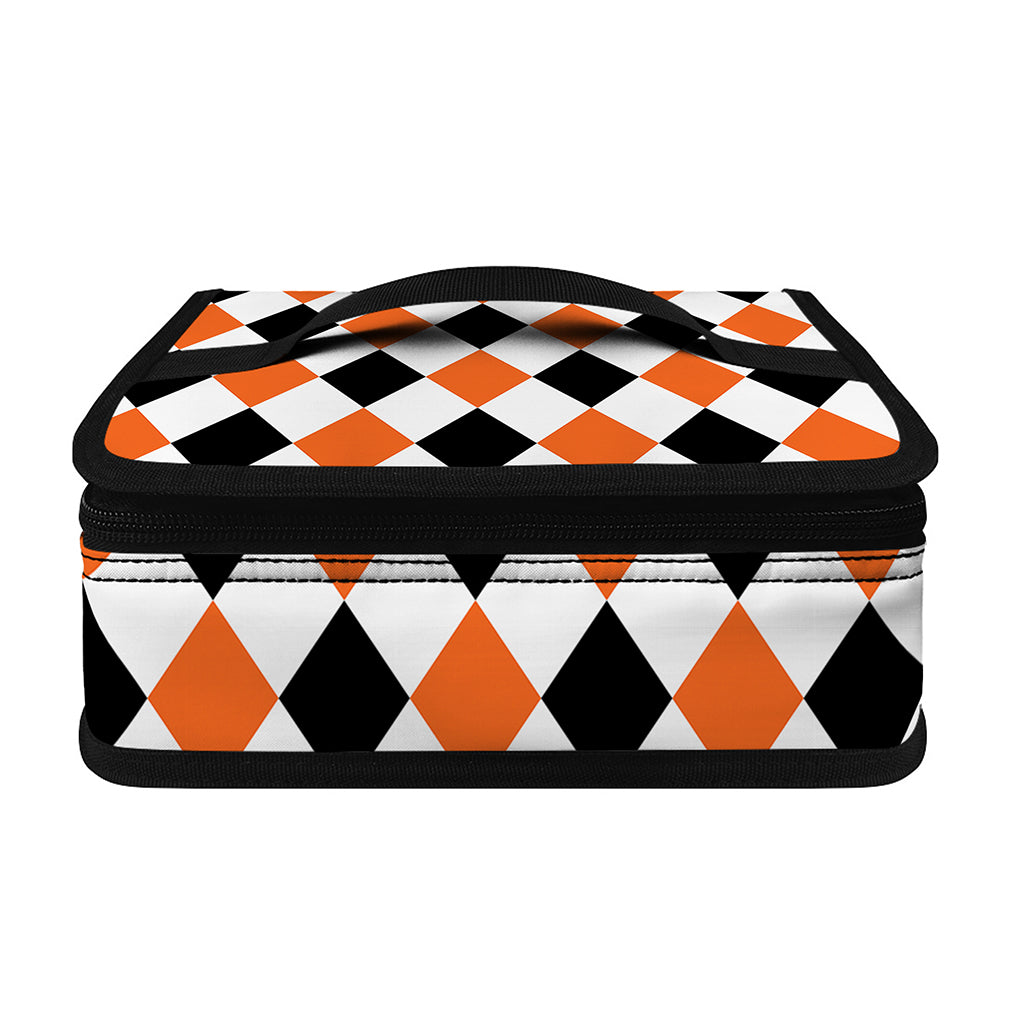 White Black And Orange Harlequin Print Small Lunch Bag