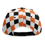 White Black And Orange Harlequin Print Snapback Cap
