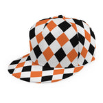 White Black And Orange Harlequin Print Snapback Cap