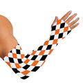 White Black And Orange Harlequin Print Sun Protection Arm Sleeves