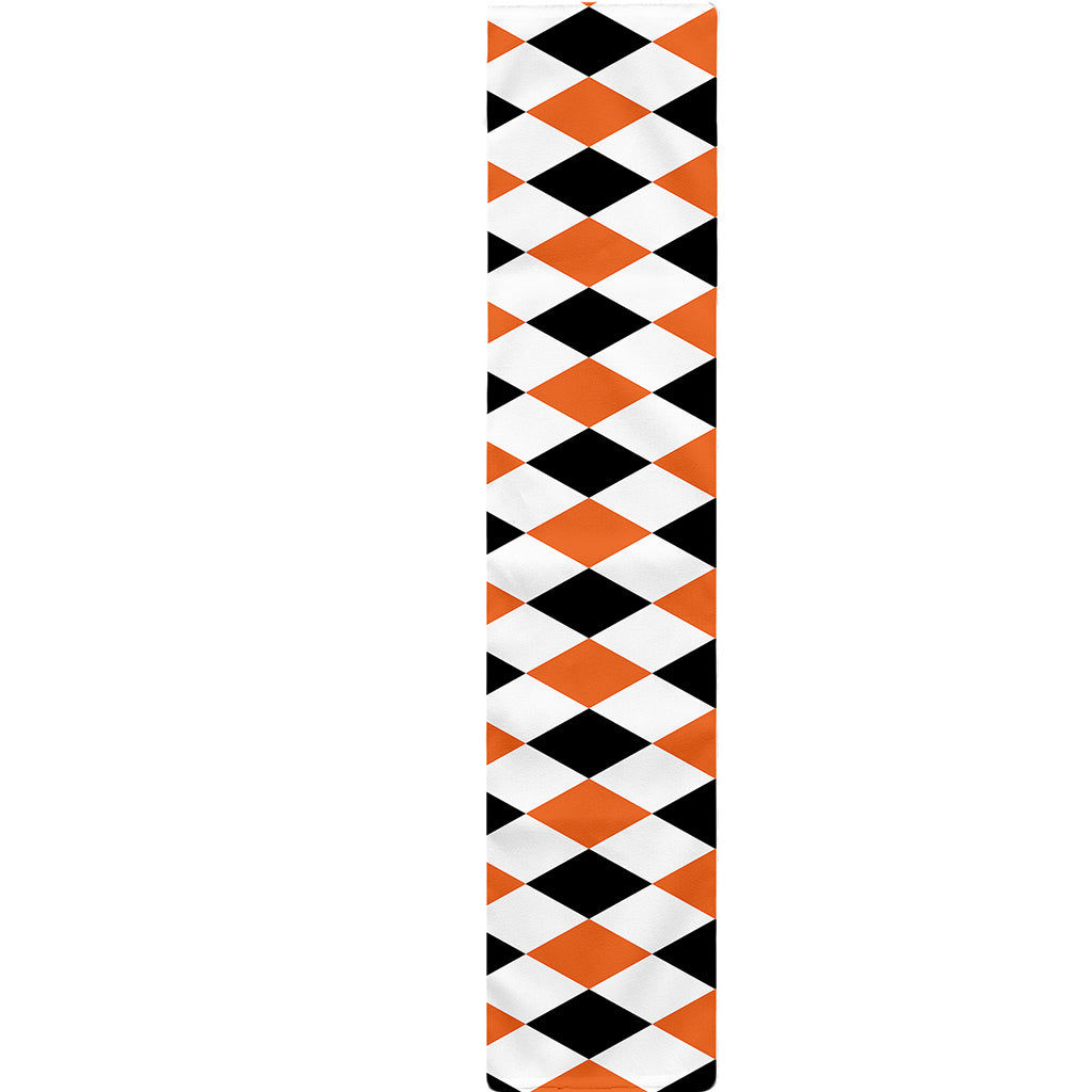 White Black And Orange Harlequin Print Table Runner
