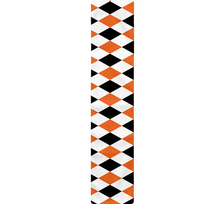 White Black And Orange Harlequin Print Table Runner