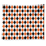 White Black And Orange Harlequin Print Tapestry
