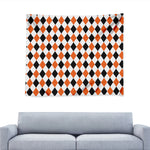 White Black And Orange Harlequin Print Tapestry