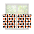White Black And Orange Harlequin Print Tier Curtains