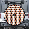 White Black And Orange Harlequin Print Tire Cover With Camera Hole