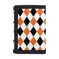 White Black And Orange Harlequin Print Trifold Wallet