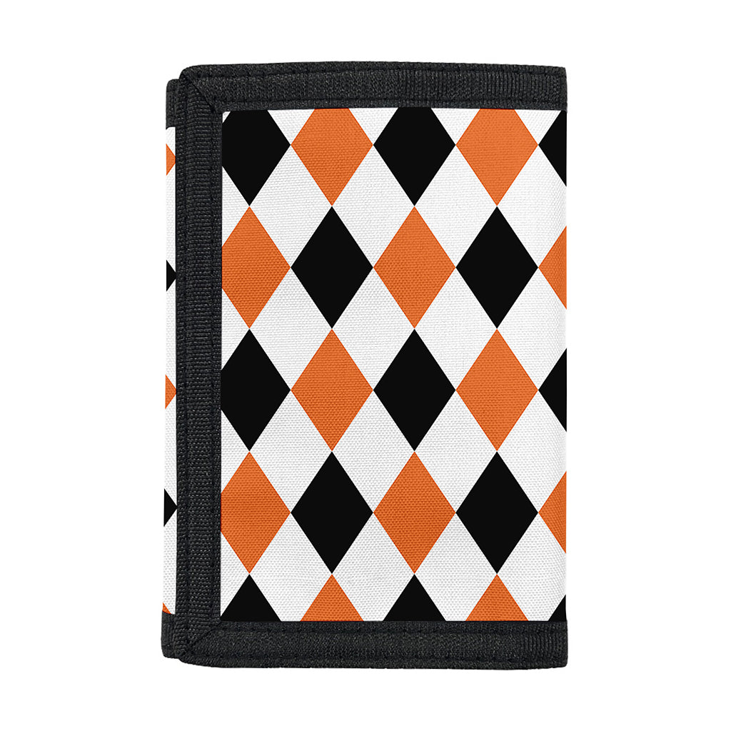 White Black And Orange Harlequin Print Trifold Wallet